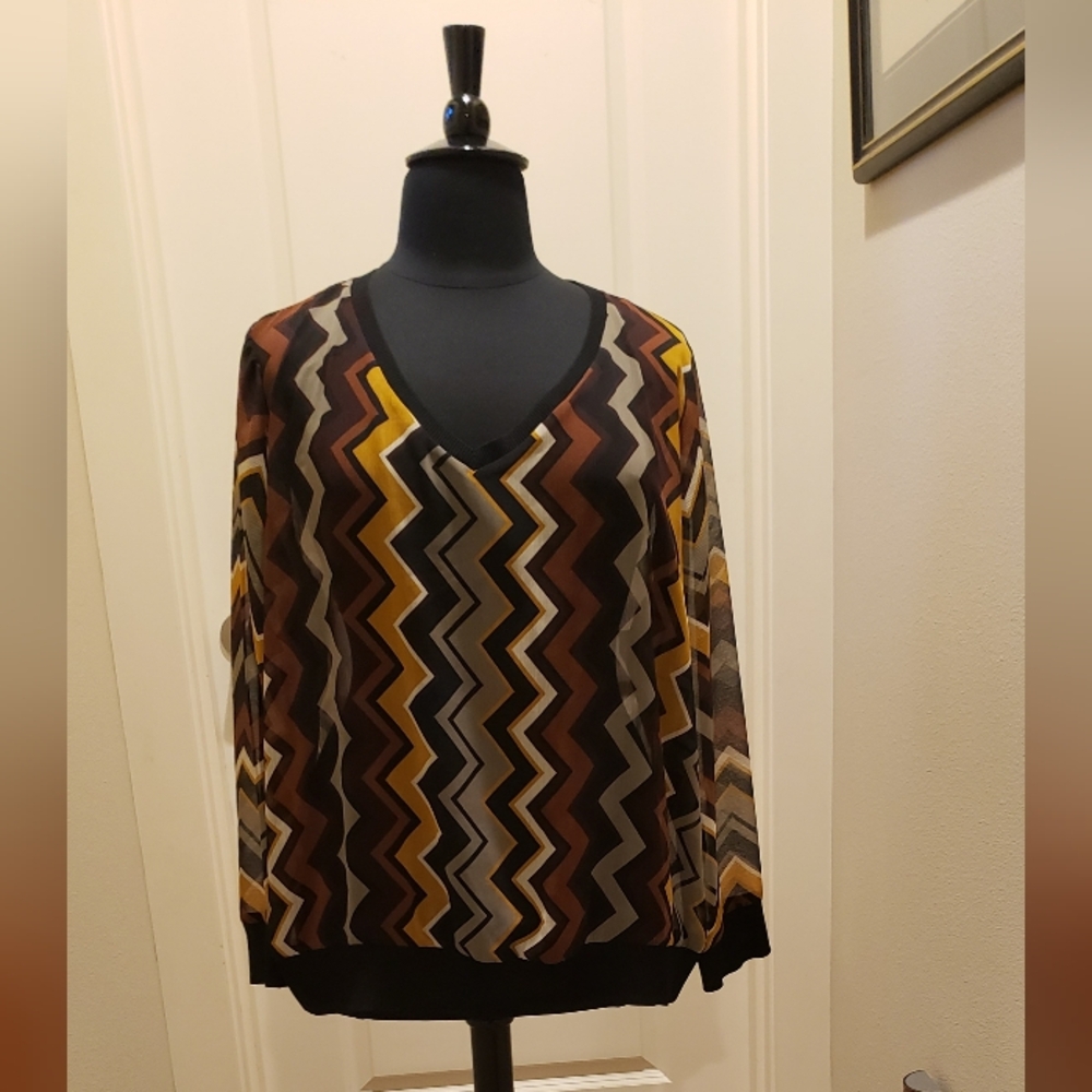 Missoni 20th Anniversary Womens Chevron Patterned Sheer Pullover Top